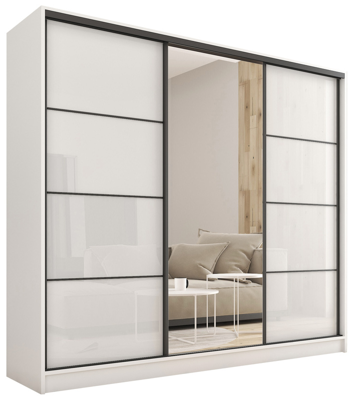 Szafa przesuwna 200 cm biała połysk LOFT