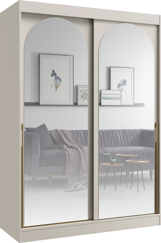 Nowoczesna szafa 150 cm przesuwna z dwoma lustrami kaszmir MORIN