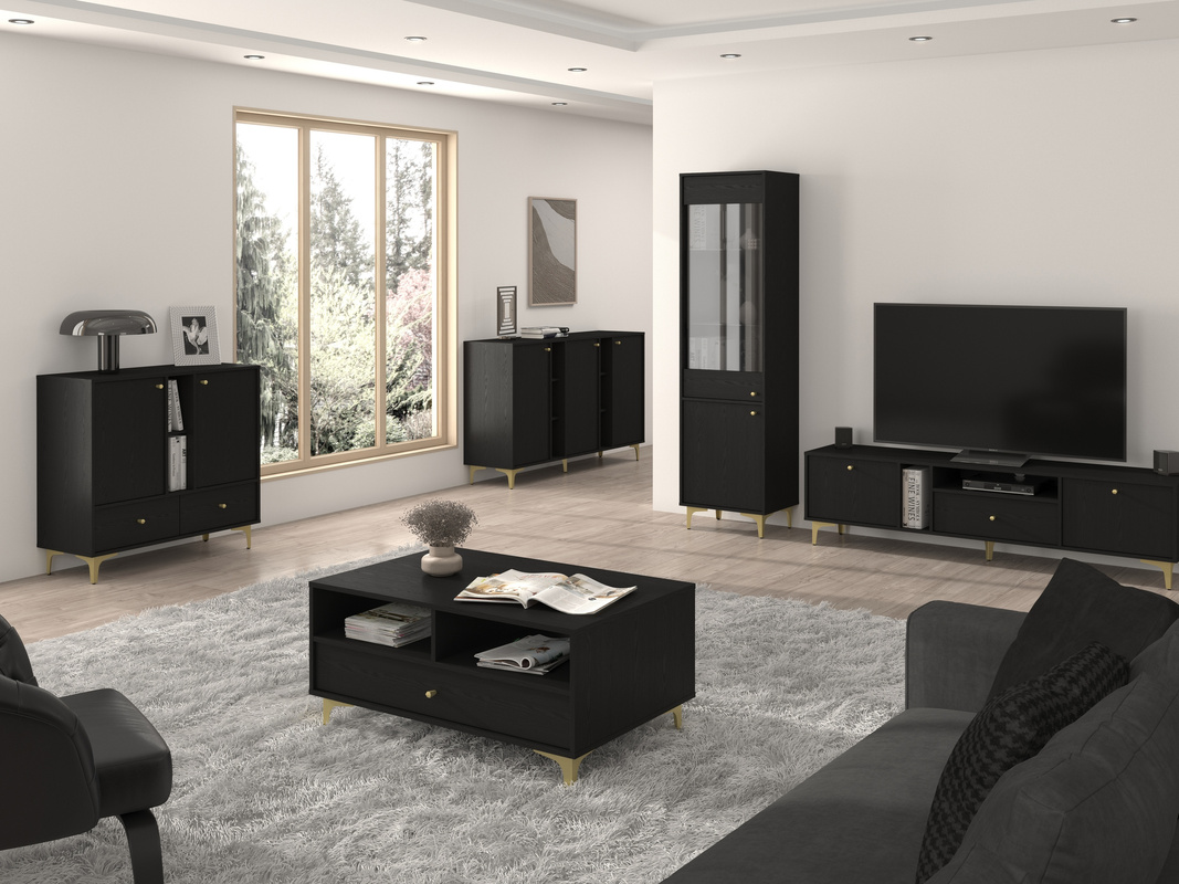 Nowoczesne meble do salonu TOKEN czarny grafit