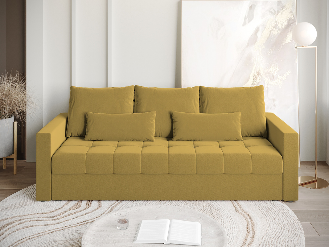 Sofa trzyosobowa z funkcją spania HOT musztardowa