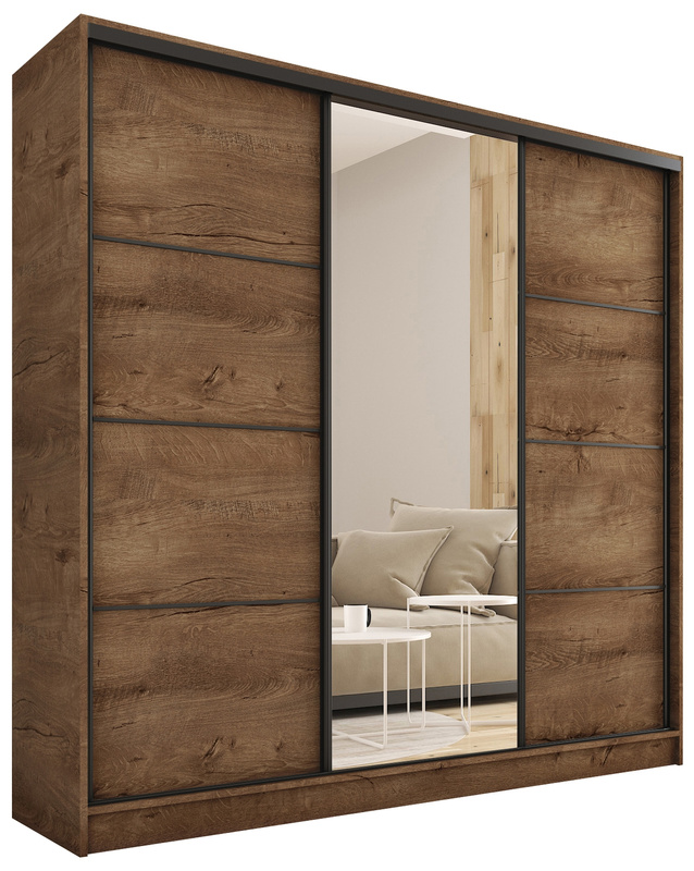 Szafa z lustrem dąb lefkas 180 cm LOFT