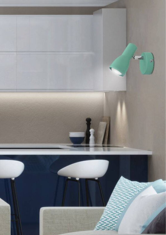 Miętowy kinkiet ścienny do salonu i sypialni PICARDO metal