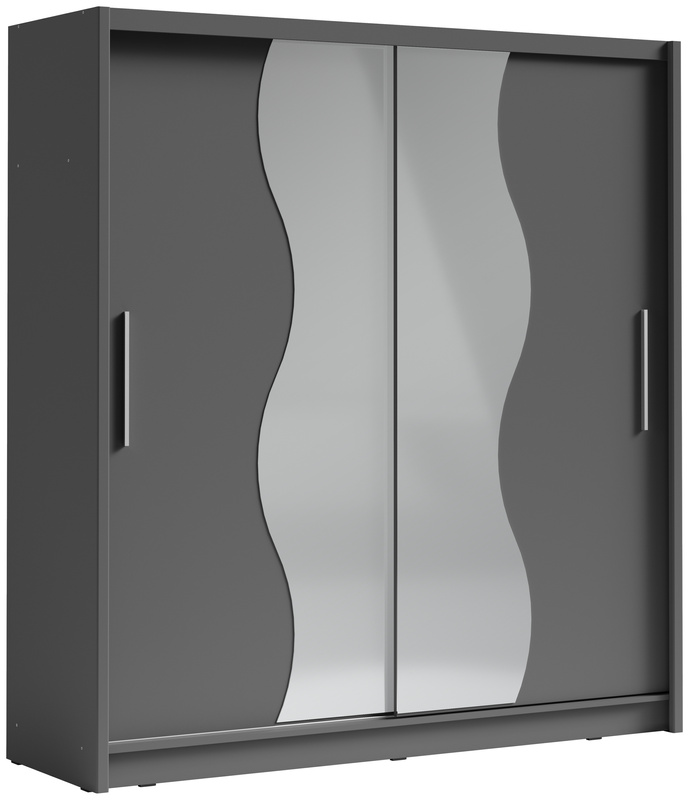 Grafitowa szafa przesuwna do sypialni 204 cm BERGIO nowoczesna