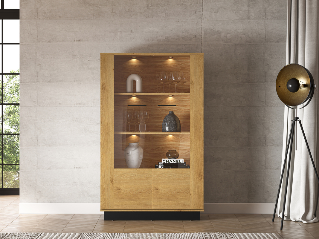 Loftowa witryna do salonu 92 cm MONELLI dąb stylowy