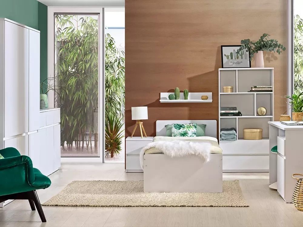 Białe meble do pokoju młodzieżowego z biurkiem ANETT