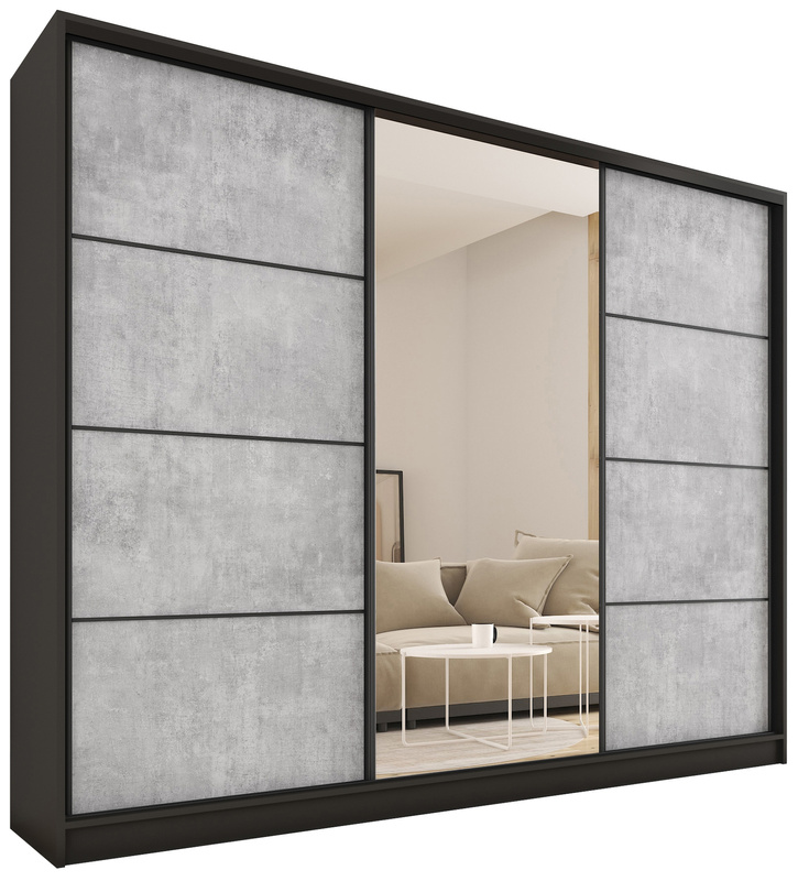 Duża szafa przesuwna z lustrem 250 cm do sypialni LOFT MAX