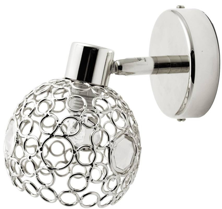 Chromowany kinkiet ścienny z kryształami do salonu ARON 1xG9