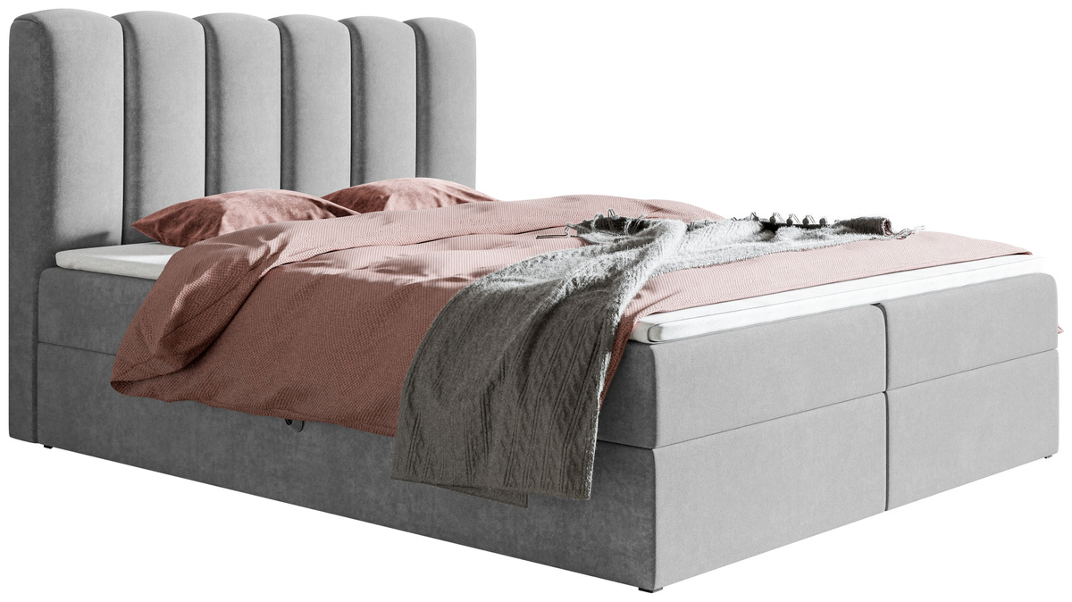 Szare łóżko kontynentalne 120x200 cm tapicerowane jednoosobowe BALENO