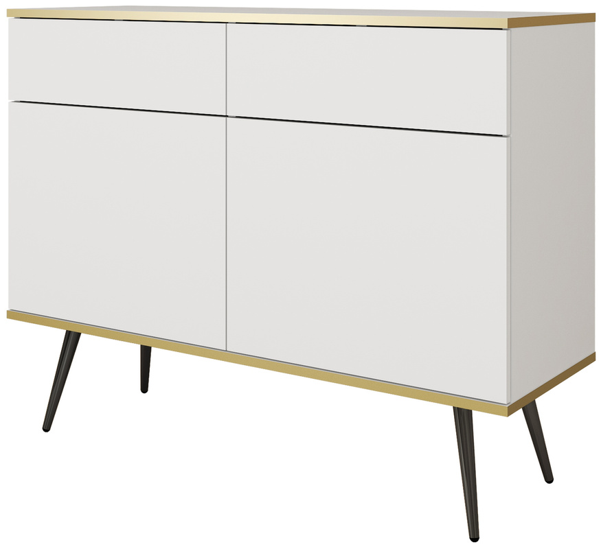 Biała dwudrzwiowa komoda z szufladami 107 cm ORVIETO