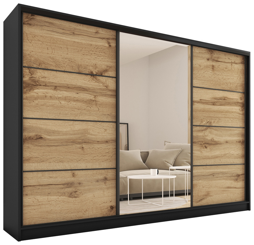 Szafa z lustrem 250 cm dąb wotan LOFT