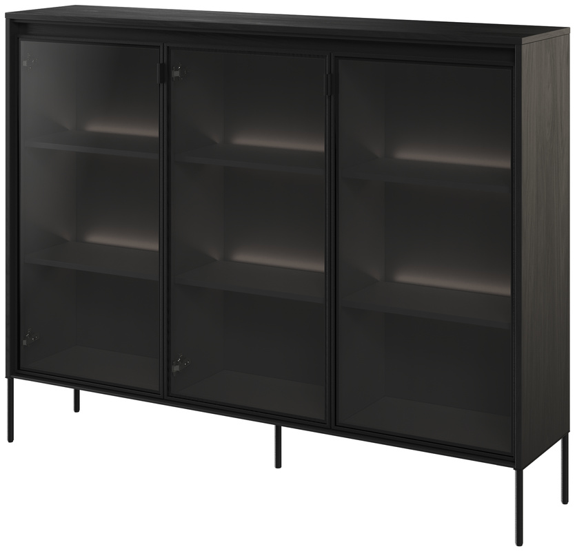 Nowoczesna szeroka witryna do salonu czarna 150 cm TREND