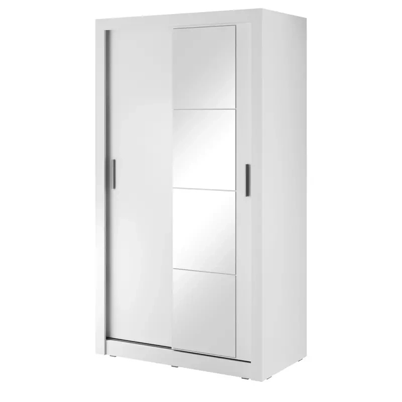 Biała szafa przesuwna 120 cm z lustrem półki ARTI