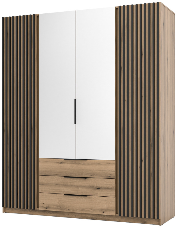 Duża loftowa szafa z lustrem i lamelami 200 cm KARAT