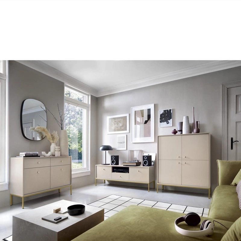 Zestaw mebli do salonu w stylu nowoczesnym MONTI beż złoty