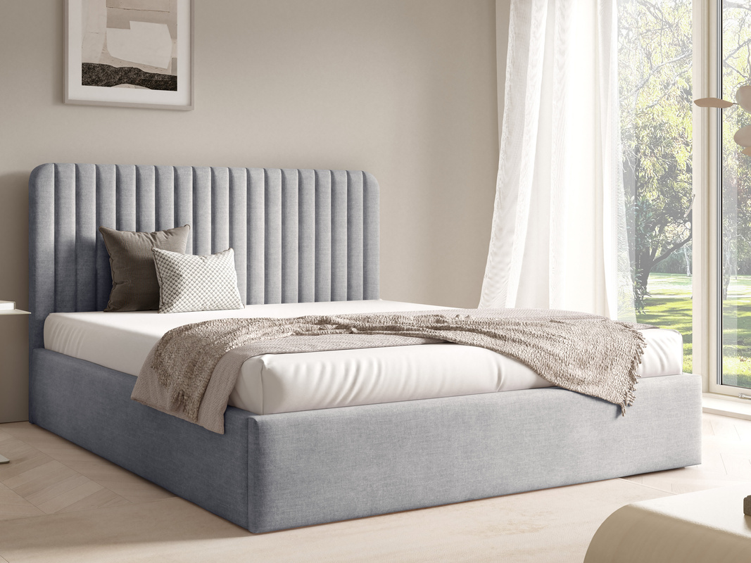 Łóżko 140x200 cm do sypialni BELIVO z pojemnikem tapicerowane