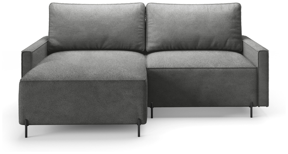 Grafitowy narożnik loft do salonu z funkcją spania i pojemnikiem NORTON