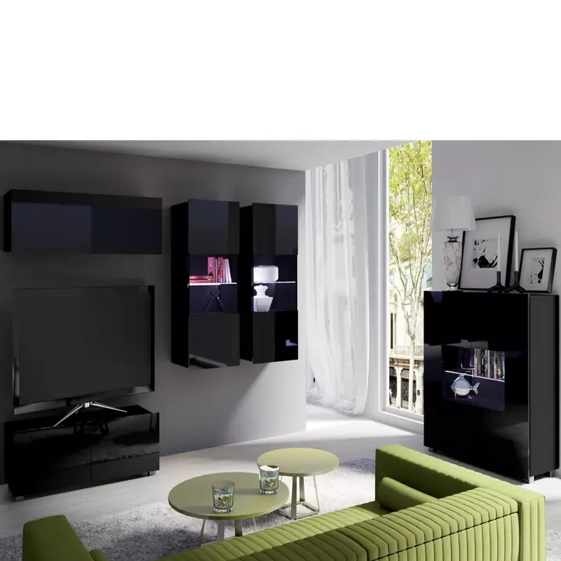 Meblościanka czarny połysk MODERN 12