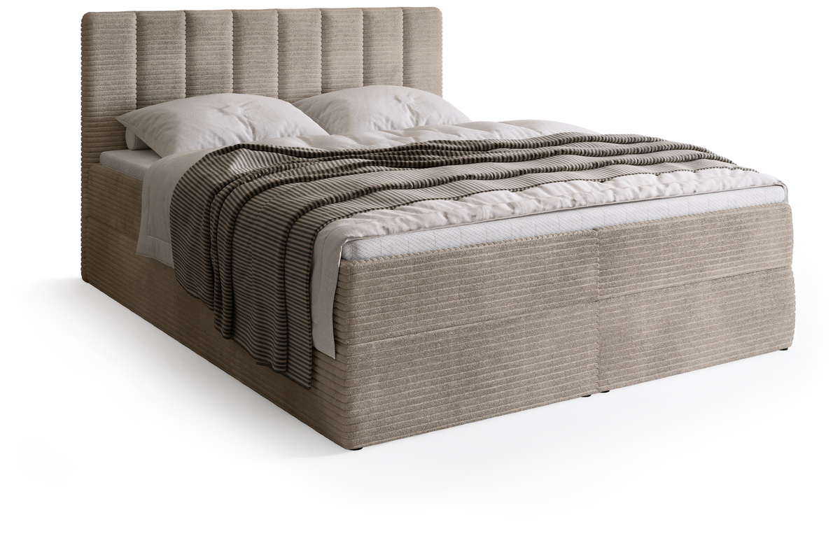 Sztruksowe łóżko kontynentalne 140x200 cm z pojemnikiem DENVER