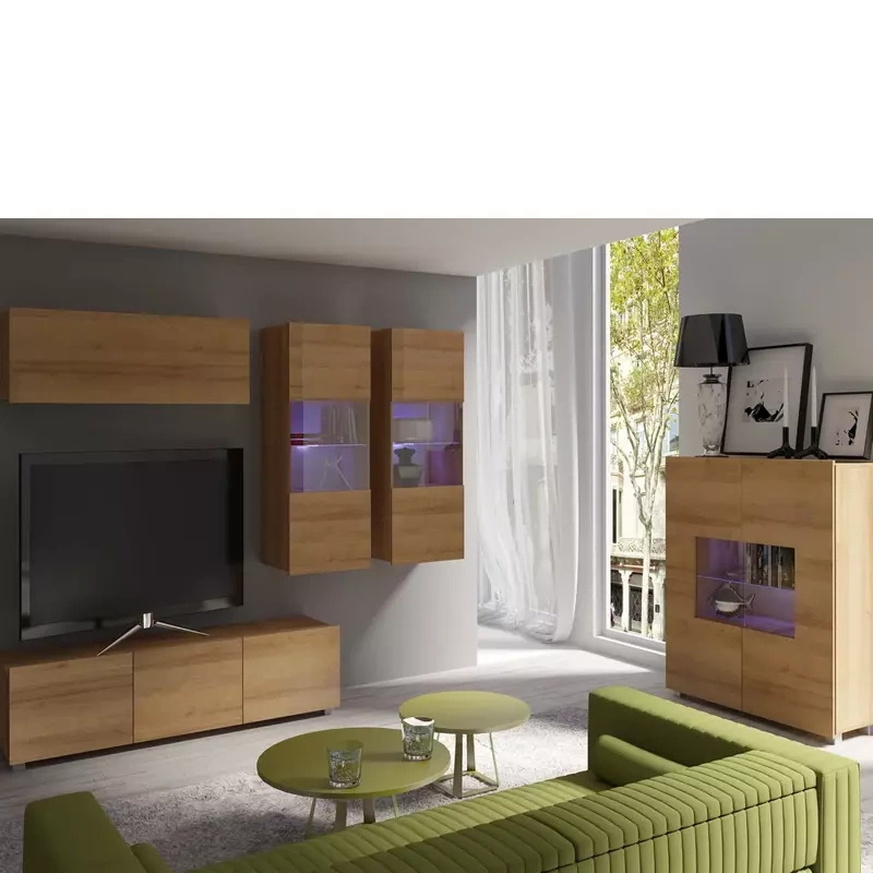 Nowoczesna meblościanka dąb złoty MODERN 6