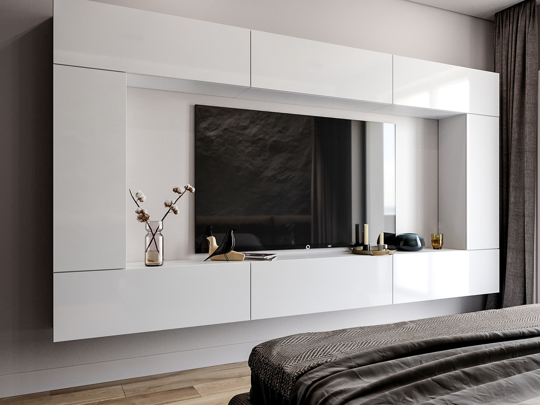 Biała meblościanka do salonu PREMIUM