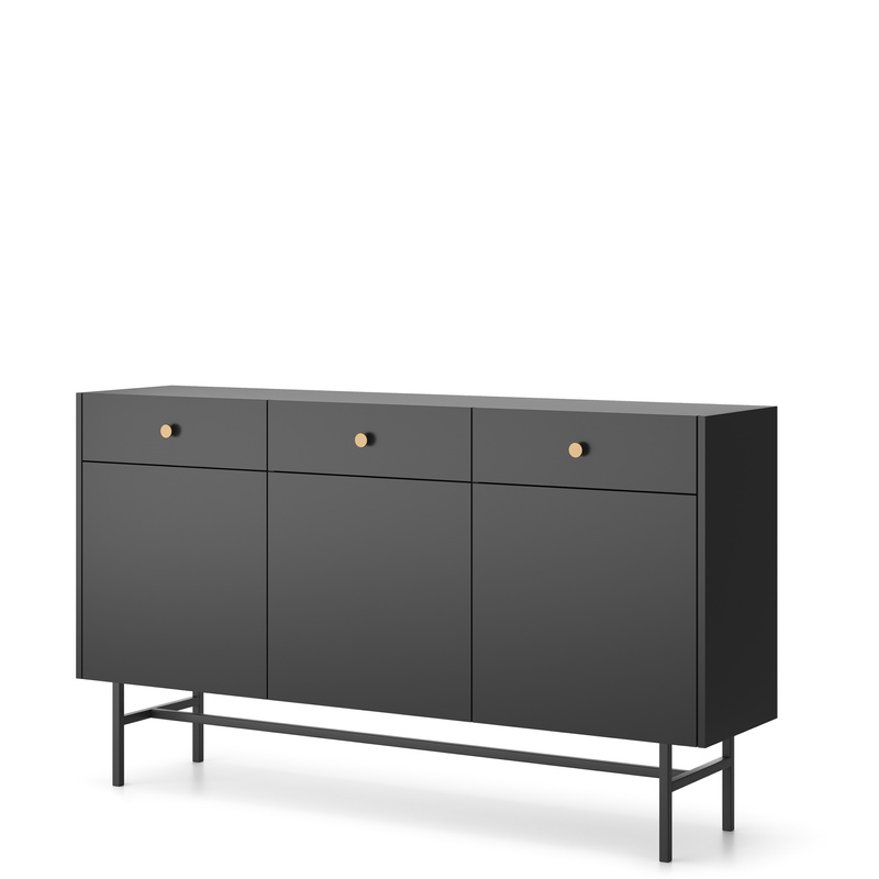 Trzydrzwiowa komoda do salonu z szufladami DALIA czarny