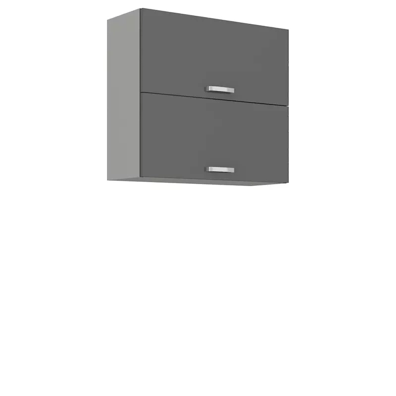 Nowoczesna szafka kuchenna wisząca szary połysk 80 cm SILVER