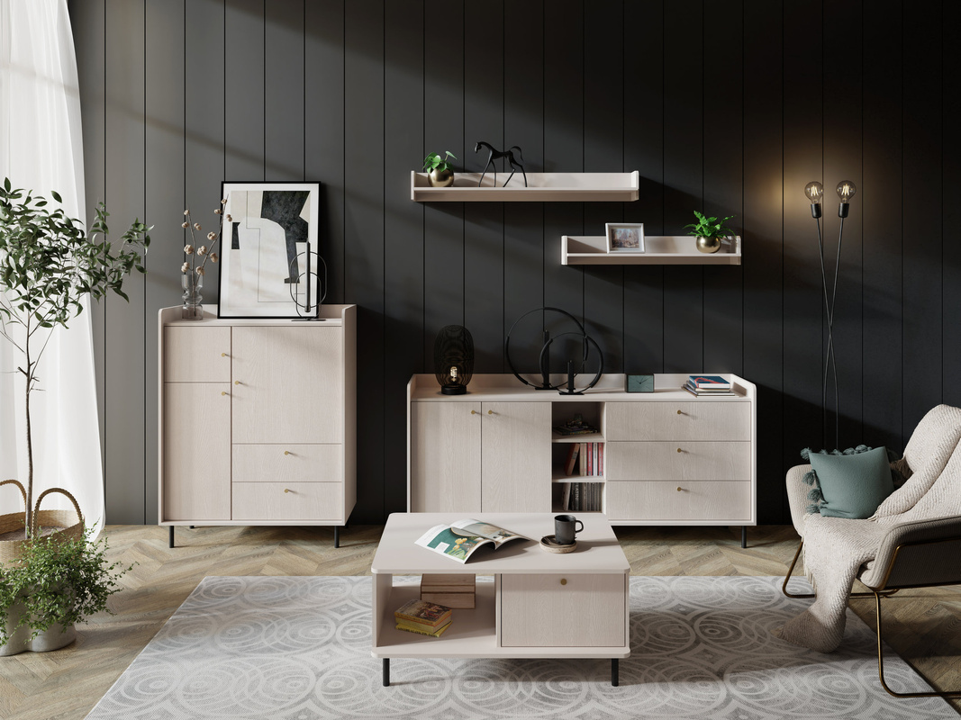 Nowoczesne meble do salonu z szafką i komodą GAVIA