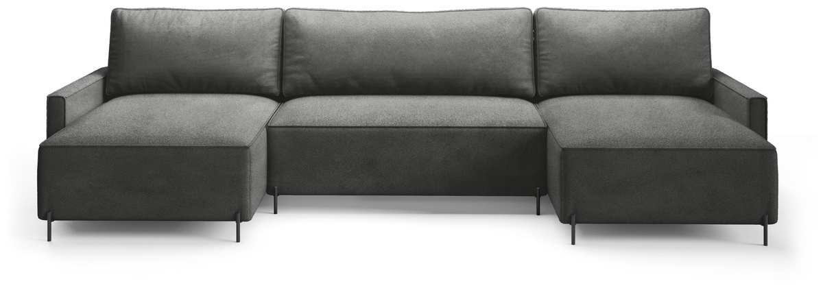 Szary narożnik do salonu z funkcją spania na nóżkach NORTON U