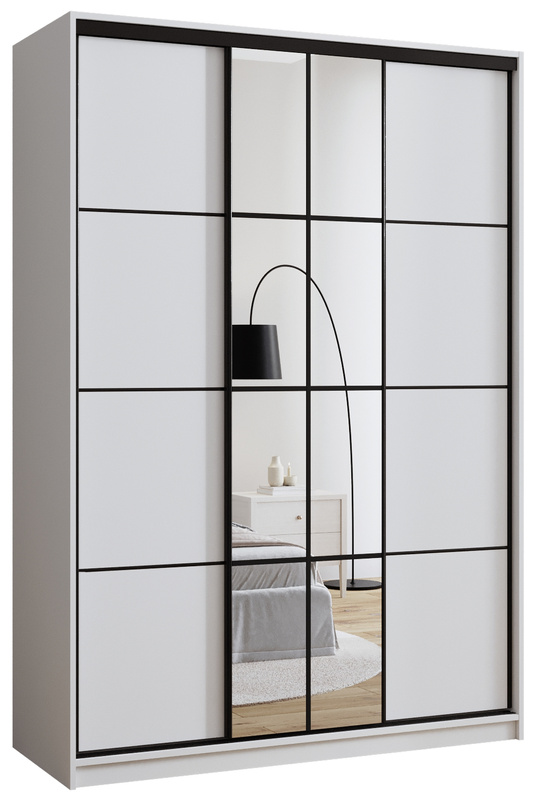 Biała nowoczesna szafa przesuwna z lustrem 150 cm EDGE