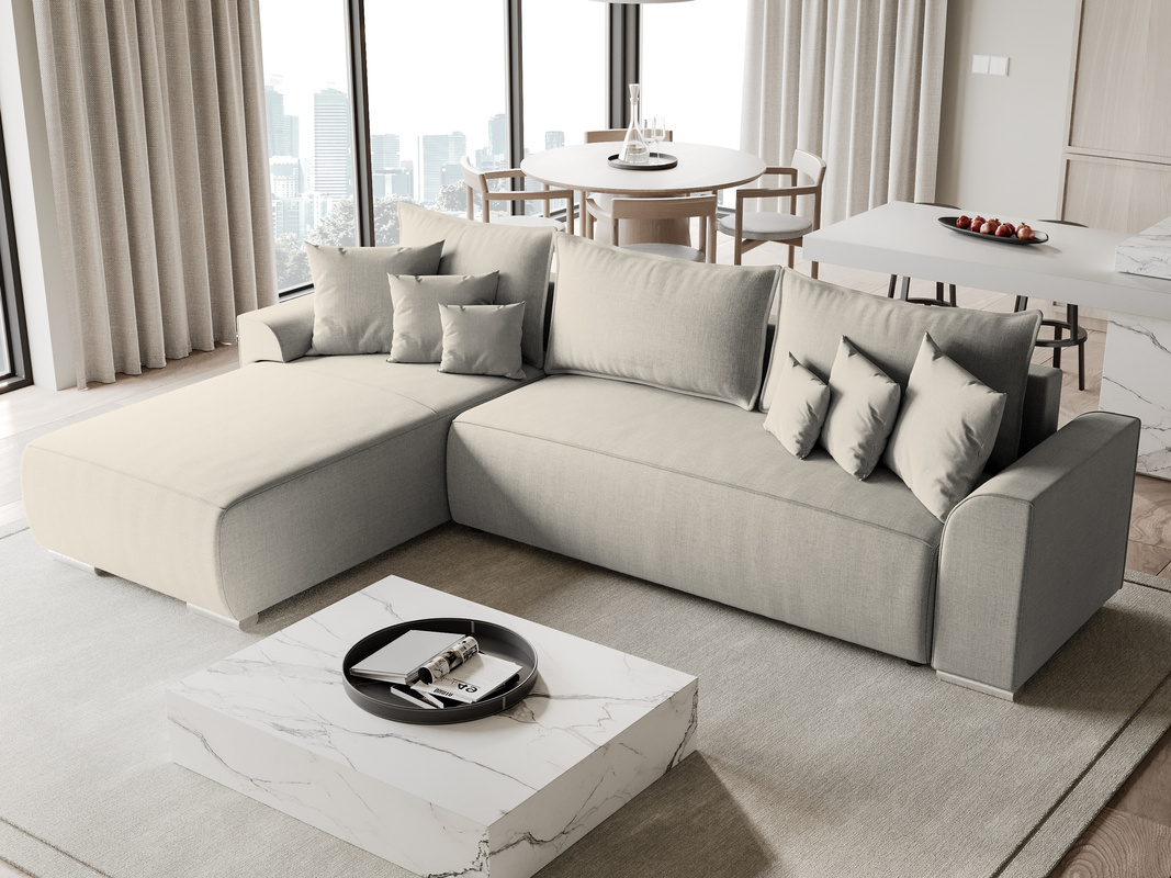 Beżowy narożnik z funkcją spania do salonu SYDNEY