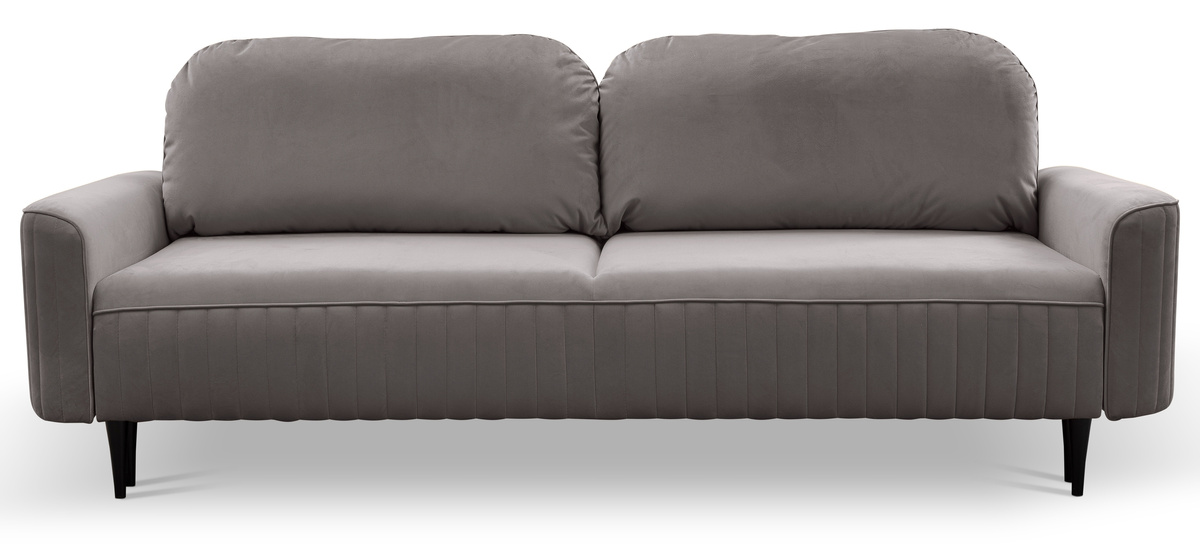 Szara sofa do salonu z funkcją spania VELINA pojemnik na pościel