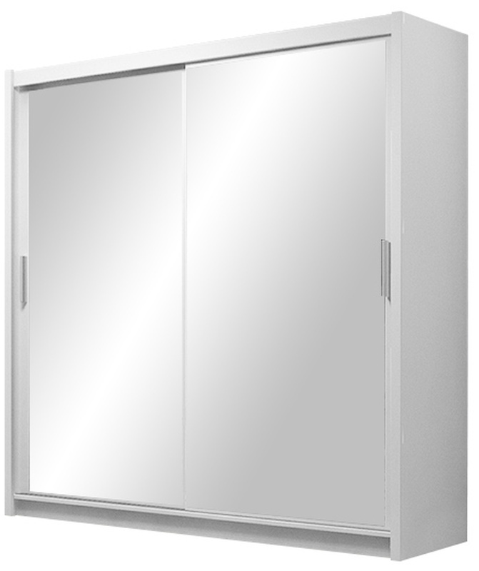 Nowoczesna biała szafa przesuwna 203 cm z lustrem PASCAL