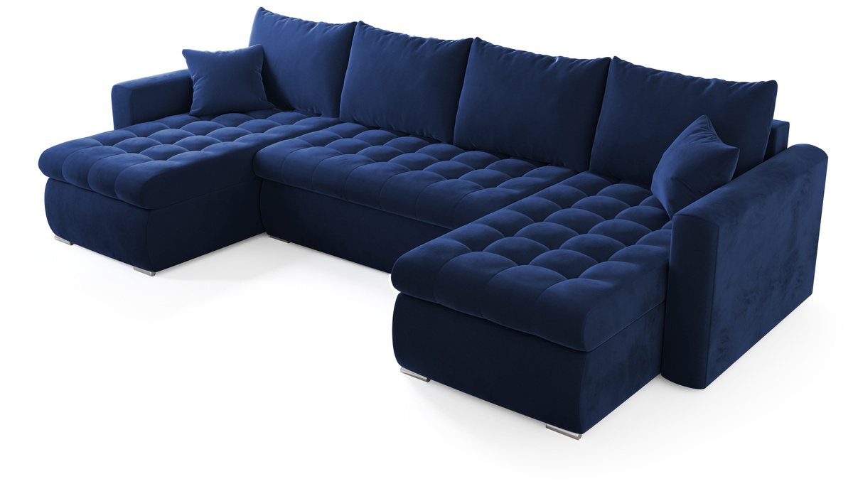 Nowoczesny narożnik z funkcją spania i pojemnikiem do salonu LUIS U