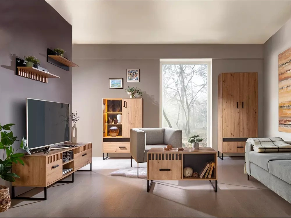 Meble do pokoju nastolatka z pojemną szafą LIVORNO dąb artisan