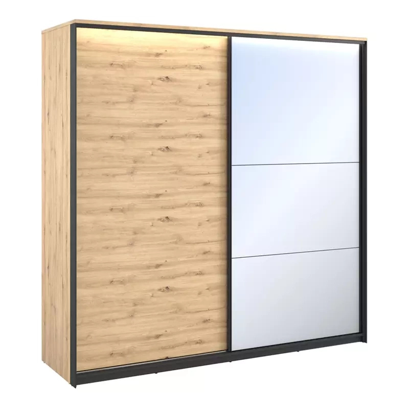 Szafa przesuwna z lustrem 220 cm QUANT dąb artisan loft