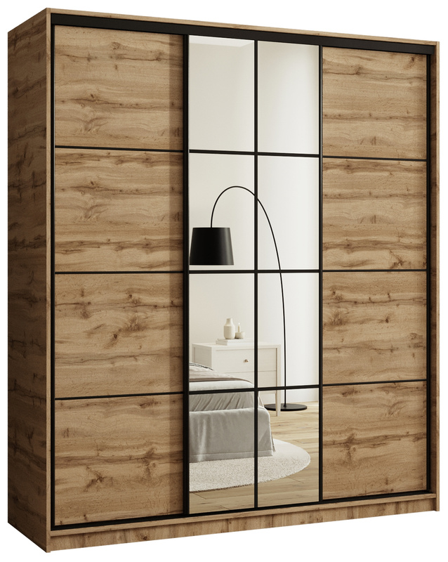 Szafa przesuwna z lustrem i szufladami 180 cm do sypialni EDGE