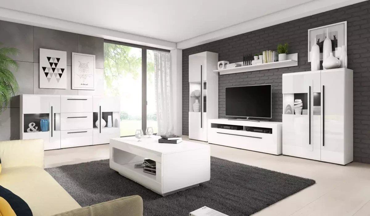 Meble do salonu biały połysk TELOS