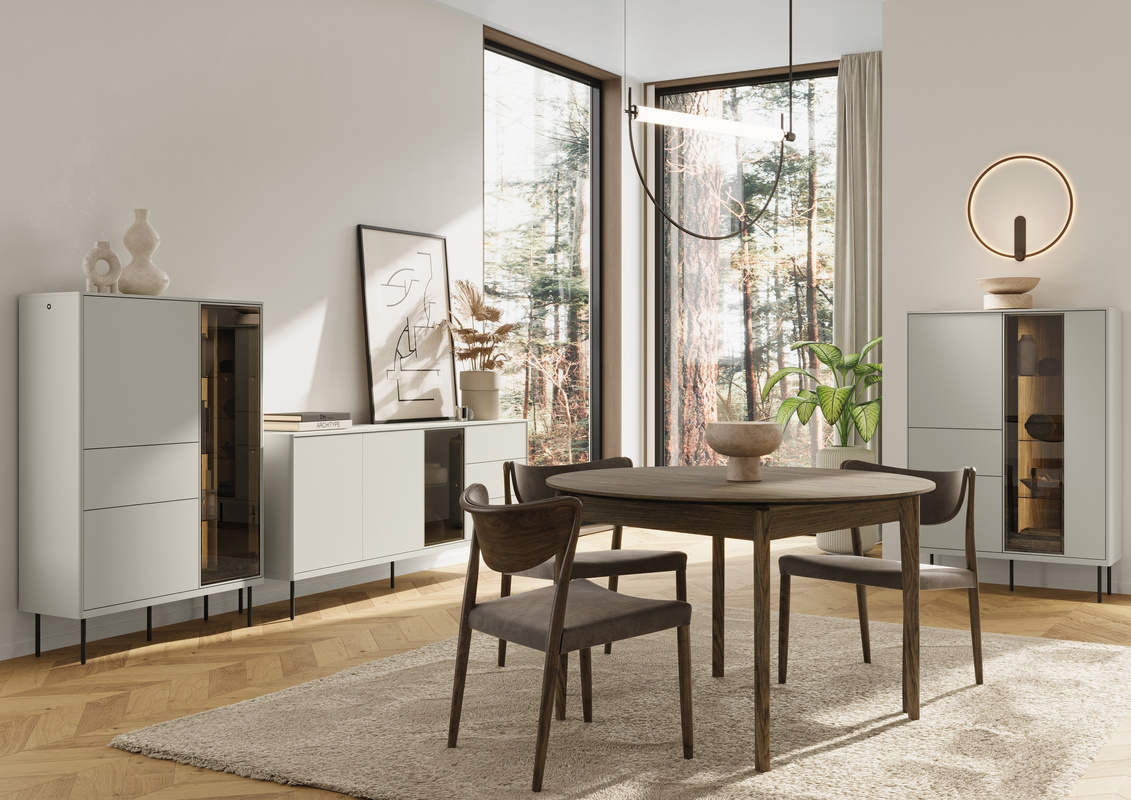 Nowoczesne meble do salonu z komodą EPIRO kaszmir