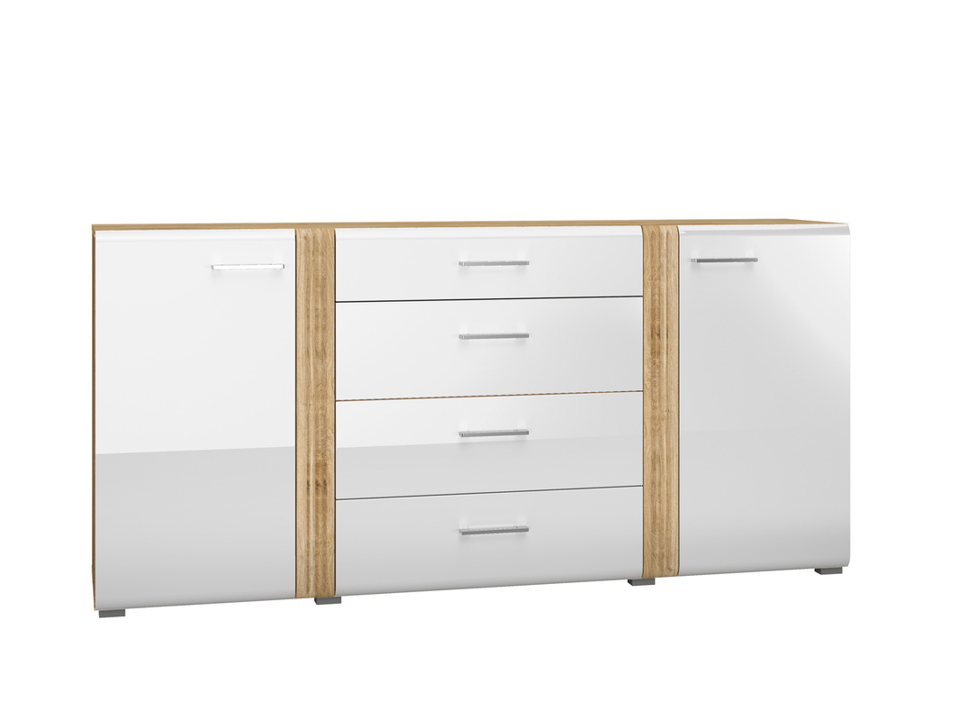 Biała komoda z szufladami i drzwiami 190 cm ADAGIO cichy domyk