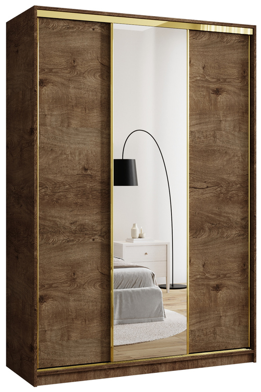 Trzydrzwiowa szafa przesuwna z lustrem 150 cm GOLD NEW