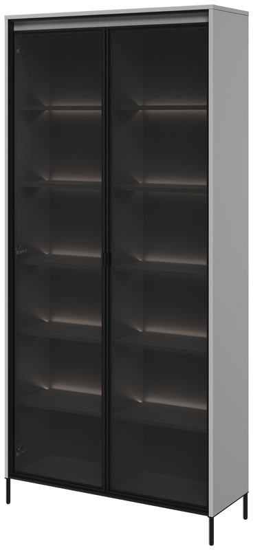 Witryna na książki do salonu w stylu nowoczesnym szara 90 cm TREND