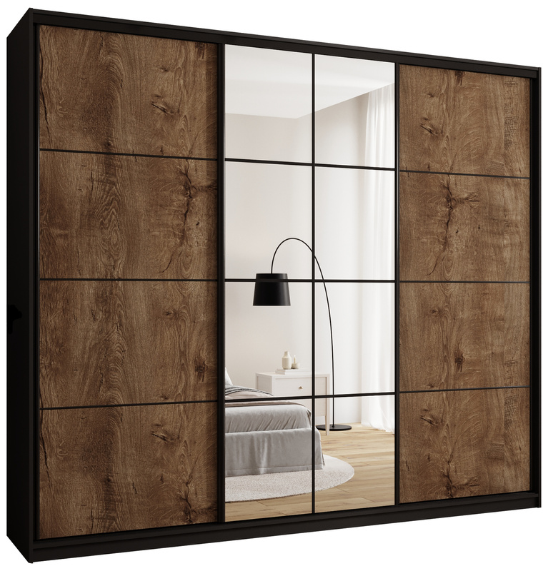 Wysoka szafa przesuwna z lustrem i drążkami 280 cm EDGE MAX