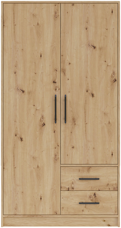 Szafa z drążkiem na wieszaki 100 cm szuflady SEVAS dąb artisan