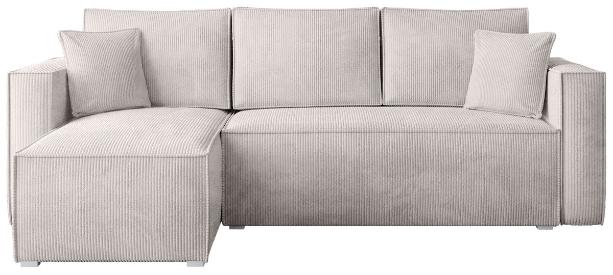 Beżowa rozkładana kanapa narożna do salonu TOP sztruks