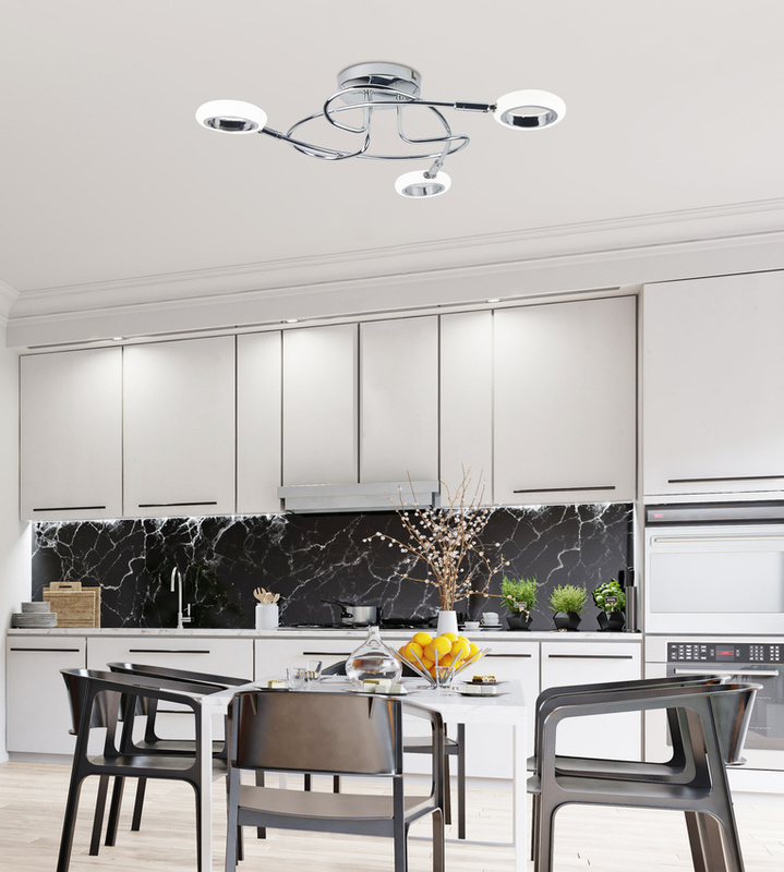 Srebrny plafon sufitowy LED 3x4W ciepła barwa do salonu AURELION