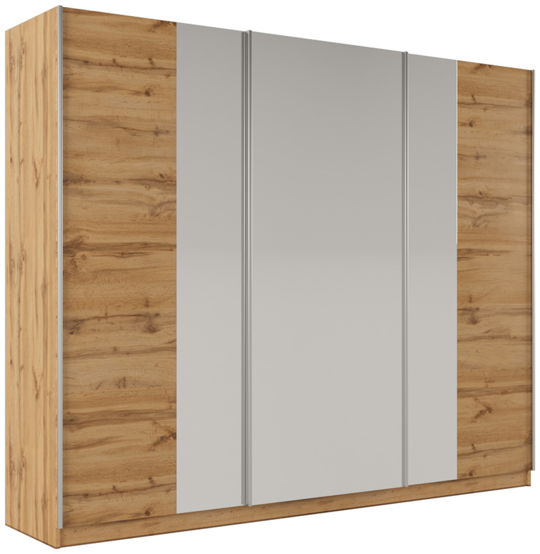 Trzydrzwiowa szafa przesuwna z lustrem 250 cm PARDO dąb wotan