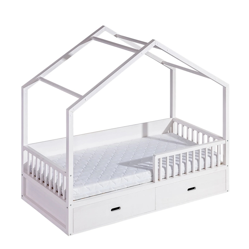 Drewniane łóżko dziecięce domek 90x200 cm VELTI szuflady