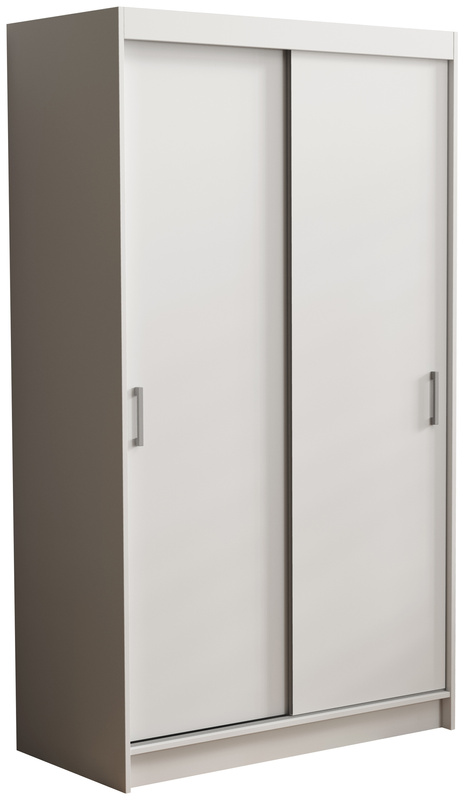 Biała szafa przesuwna 100 cm z półkami NASTE drążek