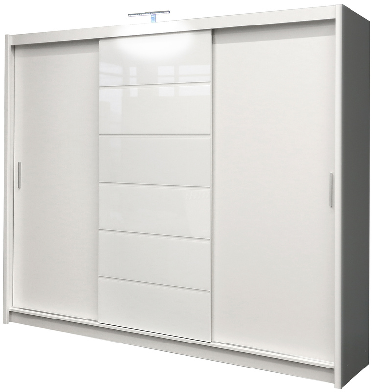 Nowoczesna biała szafa przesuwna z szufladami 250 cm MARGO