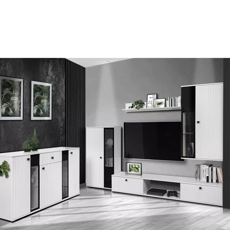 Biała meblościanka z komodą do salonu KUBA